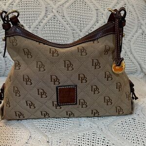 Dooney & Bourke Tan and Brown Monogram Shoulder Bag